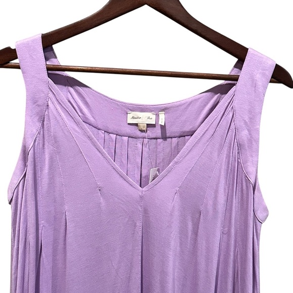 Anthropologie (Meadow Rue) Pleated Lilac Purple V-Neck Tunic Tank (S) NWT $68.00 - Picture 4 of 13